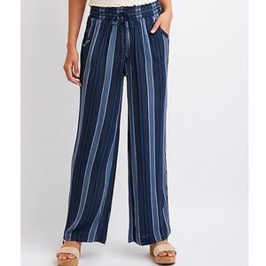Striped smocked flowy pants